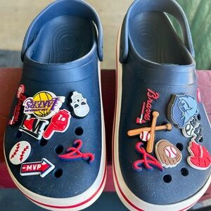 CROCS Navy Blue Slippers with Sports Charms